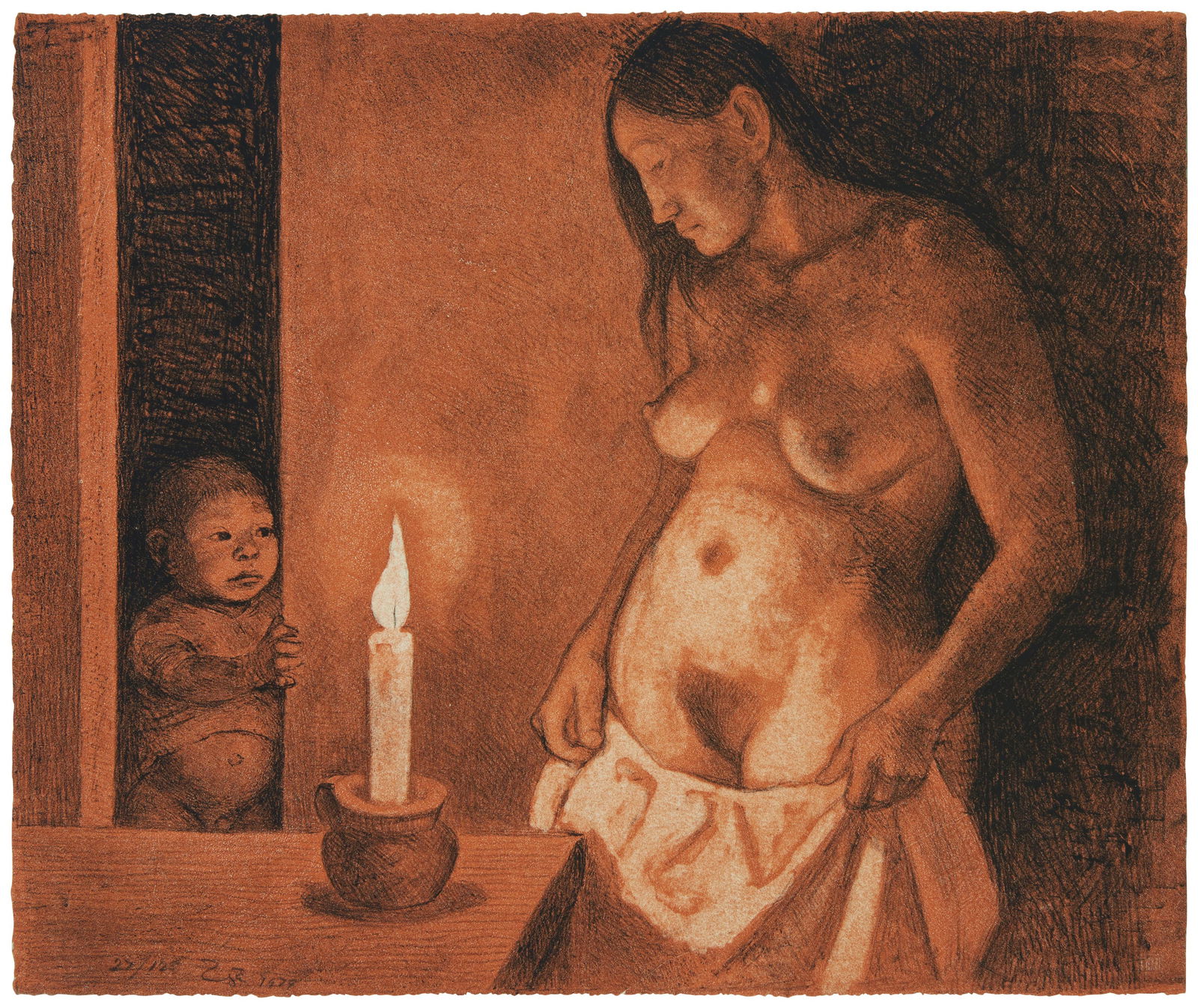 Francisco Zuniga (1912-1998, Mexican), "El Ni?o y la Vela," 1979/1980 (1 of 5)