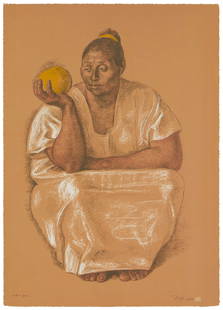 Francisco Zuniga (1912-1998, Mexican), "Mujer con Naranja," 1974: Francisco Zuniga(1912-1998, Mexican)&quot;Mujer con Naranja,&quot; 1974Lithograph in colors on wove paperEdition: 129/300 (there were also 20 artist's proofs)Signed, dated, and numbered &quot;129-300&