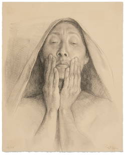 Francisco Zuniga (1912-1998, Mexican), "Rostro con Manos," 1976: Francisco Zuniga(1912-1998, Mexican)&quot;Rostro con Manos,&quot; 1976Lithograph on wove paperEdition: 12/16 (there were four artist's proofs)Signed, dated, and numbered in pencil in the lower right a