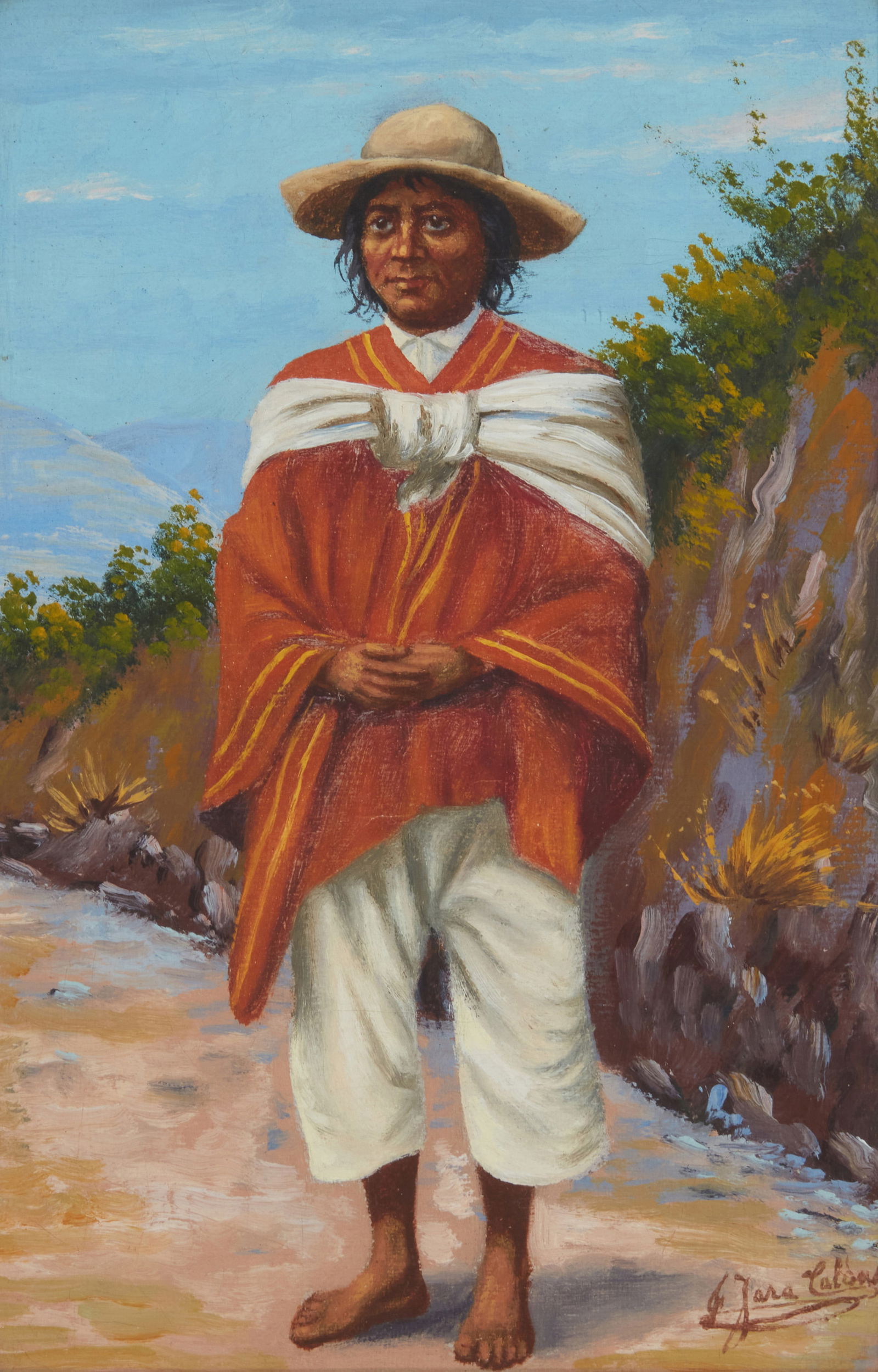 Jose Maria Jara (1867-1939, Mexican), Portrait of a Mexican peasant: Jose Maria Jara(1867-1939, Mexican)Portrait of a Mexican peasantOil on unstretched canvasSigned and indistinctly inscribed lower right: J. Jara [Calons]9.25" H x 6" W Other notes:Mexic