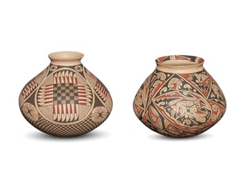 Two Mata Ortiz polychrome pottery jars