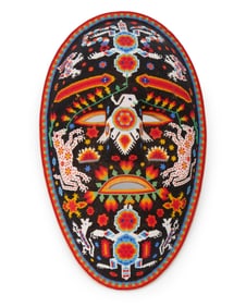 A Mexican Huichol beaded mask
