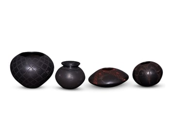 A group of Mata Ortiz blackware pottery jars