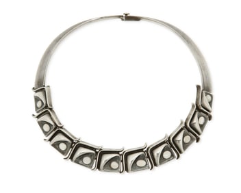 An Antonio Pineda Mexican silver and moonstone necklace