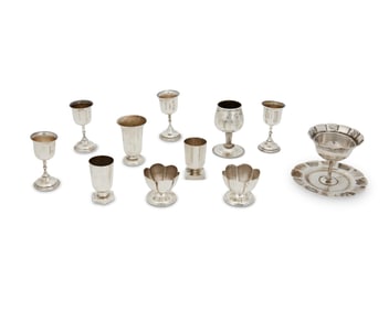 A group of Mexican silver table items
