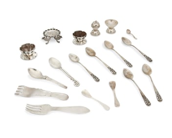 A group of Mexican silver tableware