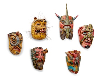 A group of Mexican folk art masks