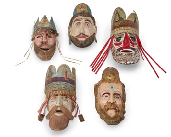 A group of Latin American religious masks