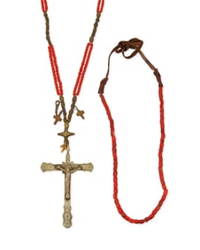 A Spanish Colonial devotional necklace and strand of beads