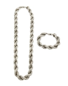 A set of Mexican sterling silver rope twist jewelry