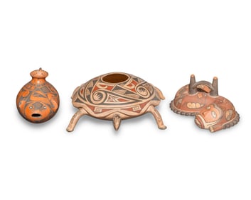 Three Latin American pottery effigy vessels