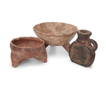 A group of Latin American pottery vessels