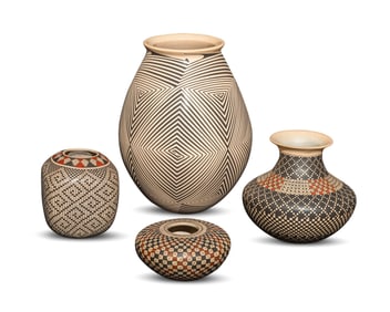 A group of Mata Ortiz pottery vessels