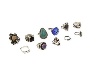 A group of silver rings