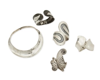 A group of Mexican silver jewelry