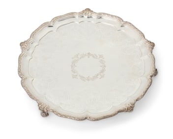 A Victorian sterling silver round footed tray