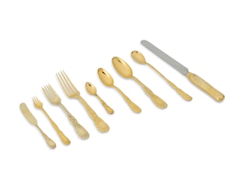 A Tiffany & Co. gilt sterling silver 'Chrysanthemum' flatware service
