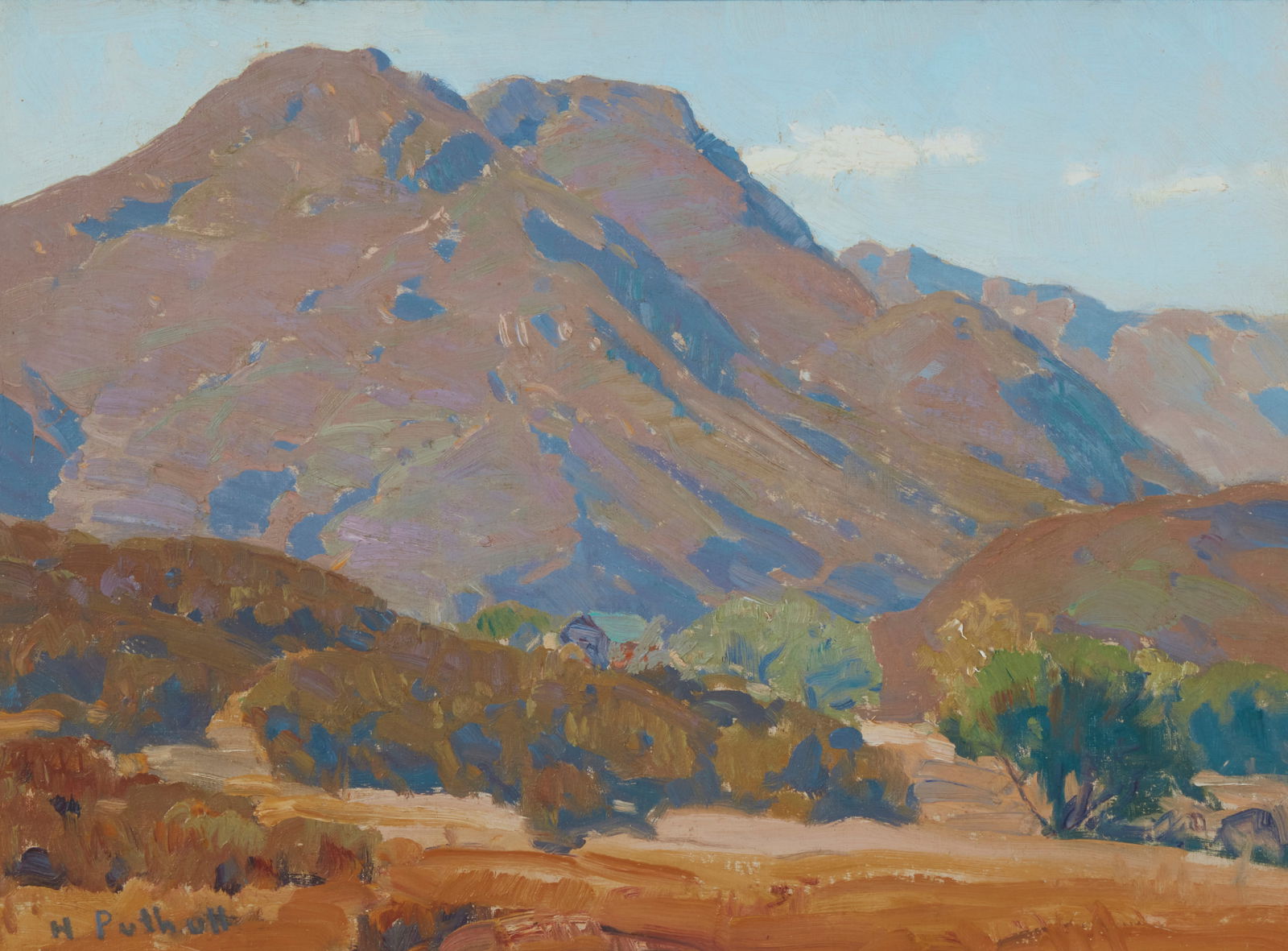 Hanson Duvall Puthuff (1875-1972), "Monarch of the Malibu": Hanson Duvall Puthuff(1875-1972)"Monarch of the Malibu"Oil on canvas laid to boardEstate stamp signature lower left: H. Puthuff; estate stamped again and indistinctly inscribed in pencil, all verso; t
