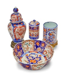 Four Japanese Imari-style porcelain vessels