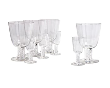 A suite of Steuben glass stemware