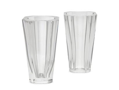 Two Baccarat glass 'Diane' vases: Two Baccarat glass 'Diane' vasesLate 20th/early 21st centuryEach with Baccarat stencil mark2 piecesEach: 12" H x 6.5" W x 6.5" D Provenance:From the Collection of Robert A. Day