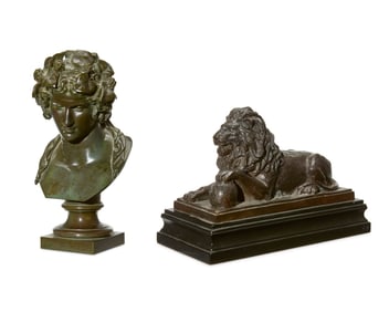 Two Continental patinated bronze sculptures