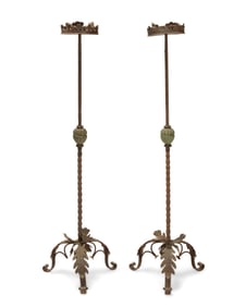A pair of Spanish Baroque-style wrought iron torcheres