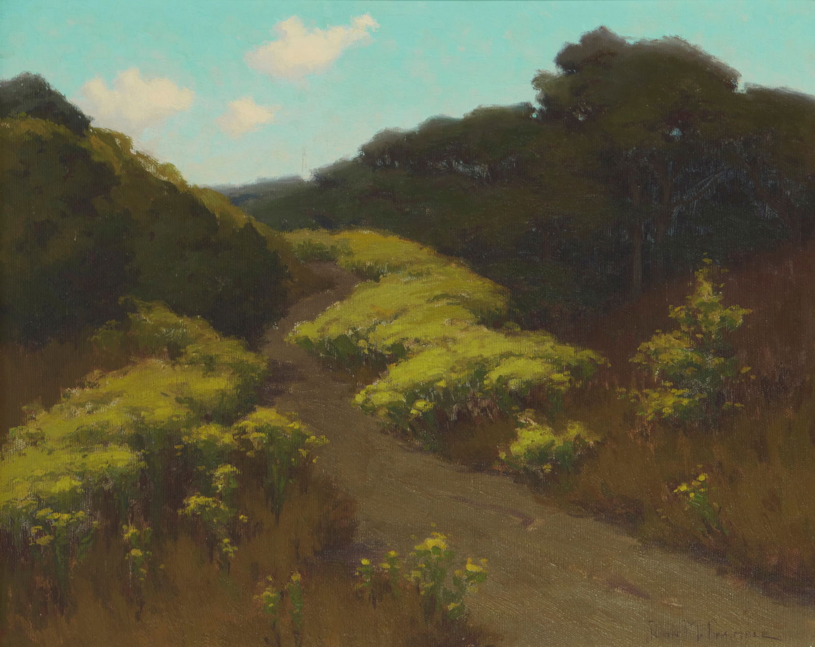 John Marshall Gamble (1863-1957), "Wildflowers": John Marshall Gamble(1863-1957)"Wildflowers"Oil on canvas laid to canvasSigned lower right: John M. Gamble; titled by repute16" H x 20" W Provenance:Sold: Christie's, Los Angeles, CA, "Cal