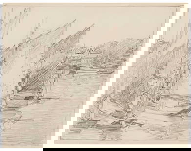 Edgar Alwin Payne (1883-1947), "Sailing Boats": Edgar Alwin Payne(1883-1947)"Sailing Boats"Pencil on paperAppears unsigned; inscribed "1288" in pencil on the verso of the lower left edge; titled on a gallery label affixed to the frame's backing pap