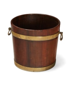 A George III brass-bound mahogany bucket