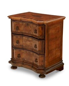 An Italian Baroque-style inlaid walnut commodino