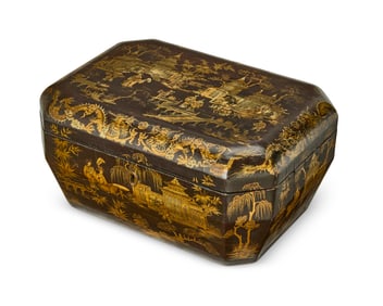 A Japanese black and gilt lacquer tea box