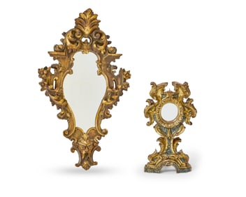 Two Italian Baroque-style carved giltwood mirrors