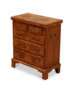 A George II-style burl walnut bachelor's chest