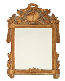A Louis XVI grey-painted and carved giltwood mirror