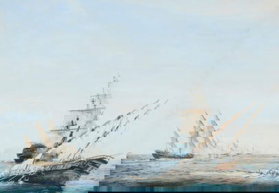 Christopher Mayger (1919-1994), "Ships in Battle (Navarra)"