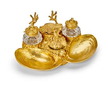 A French gilt-bronze encrier
