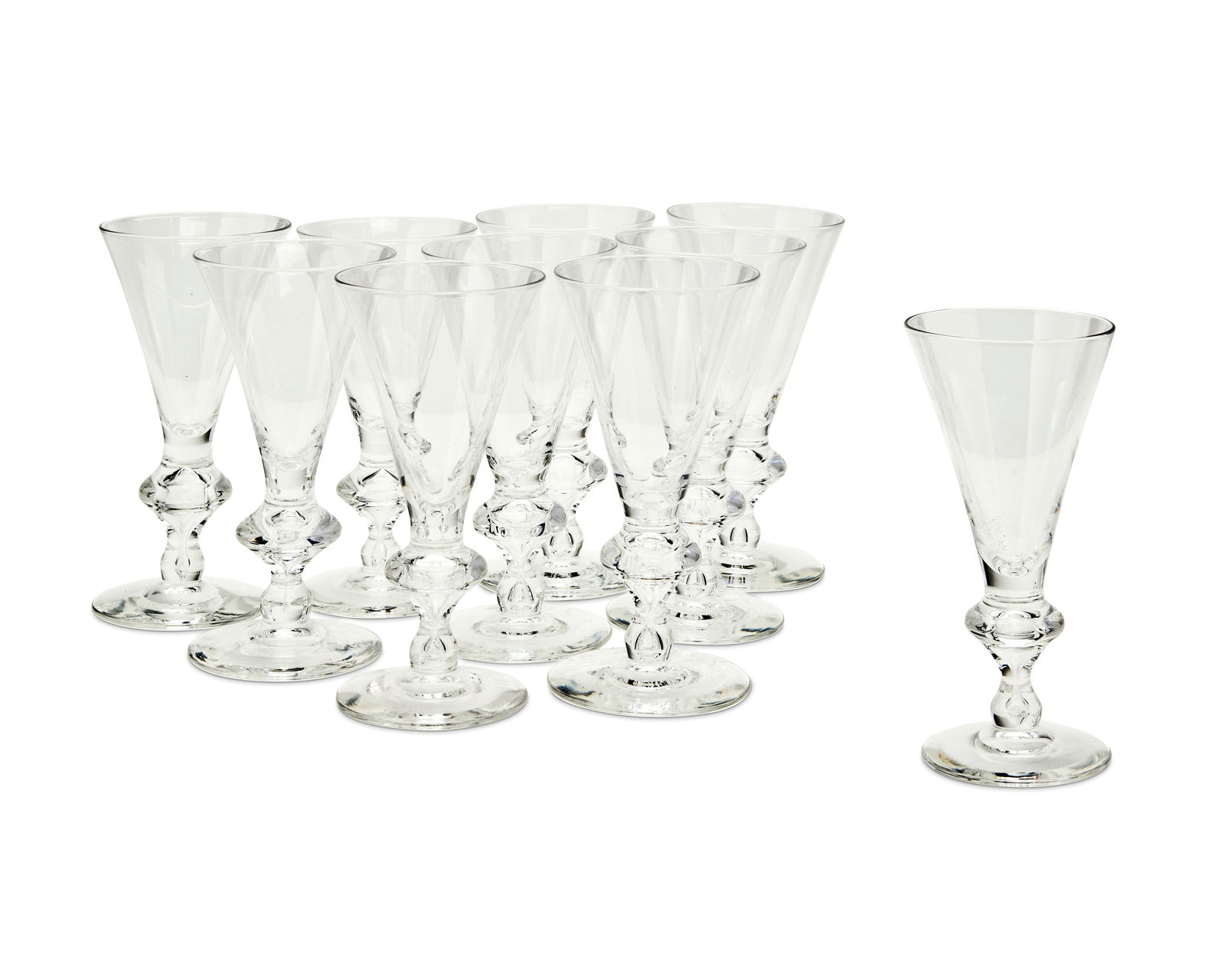 A set of ten Steuben glass flared and footed goblets (1 of 1)