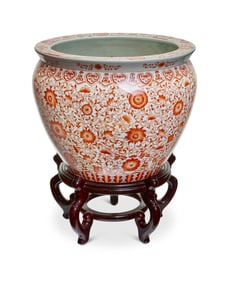 A Chinese porcelain fish bowl
