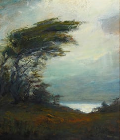 Gordon Brown (b. 1962), Cypress tree with water in distance