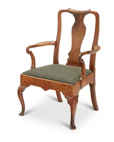 A George I walnut open armchair