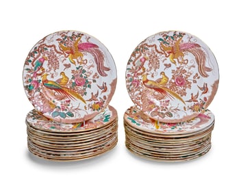 A set of twenty-six Royal Crown Derby porcelain 'Olde Avesbury' dinner plates
