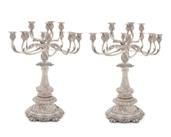 The Vanderbilt Candelabra: A Pair of Monumental 15-Light Tiffany & Co. Sterling Silver Candelabra