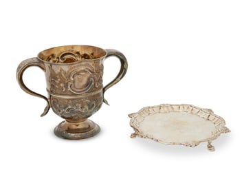 A George III sterling silver salver and footed cup