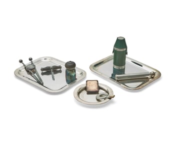 A group of Christofle silver-plated utensils and bar items