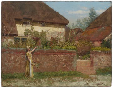 Theodore Wores (1859-1939), "Hollyhock garden"
