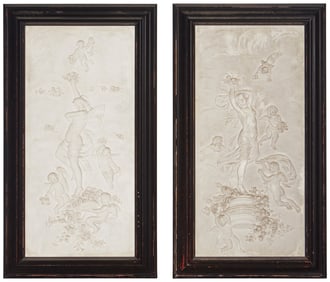 A pair of Neoclassical style plaster relief panels