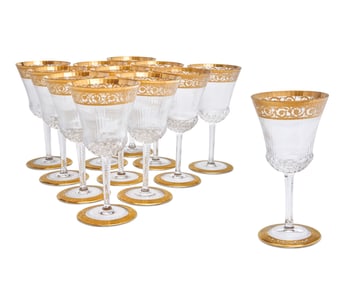 A set of twelve Saint-Louis glass 'Thistle' water goblets