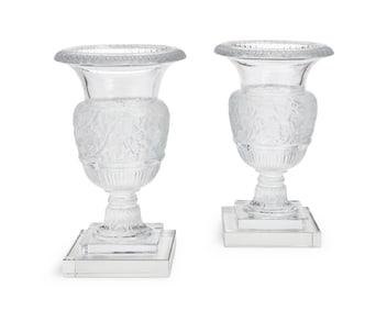 A pair of Lalique glass 'Versailles' vases