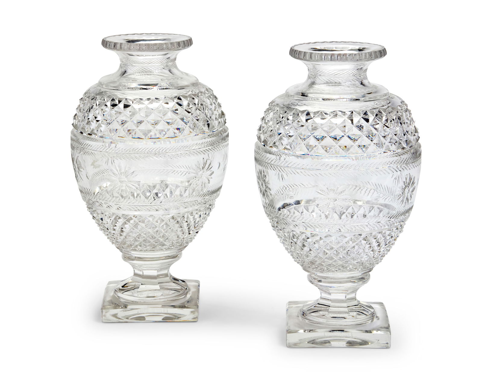 A pair of Baccarat cut glass bulbous vases (1 of 3)